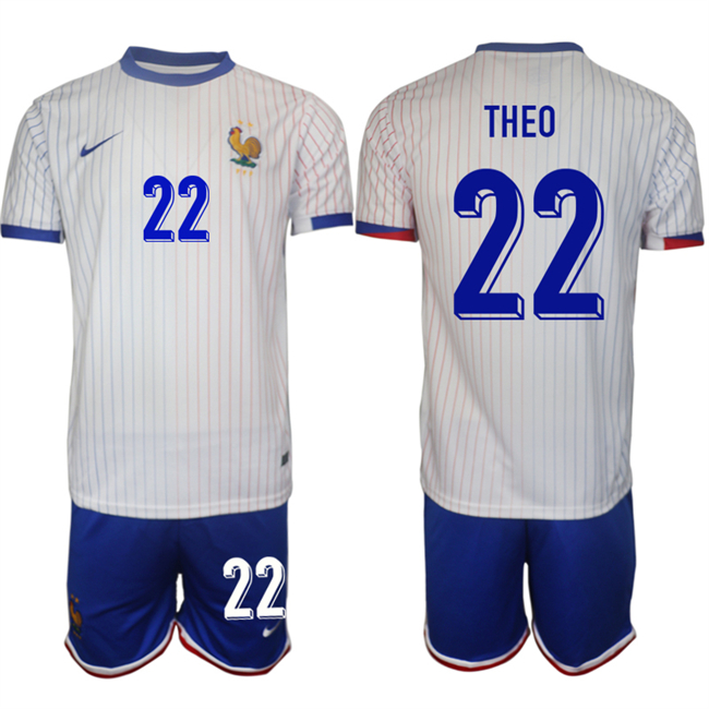Men's France #22 Theo White 2024-25 Away Soccer Jersey Suit